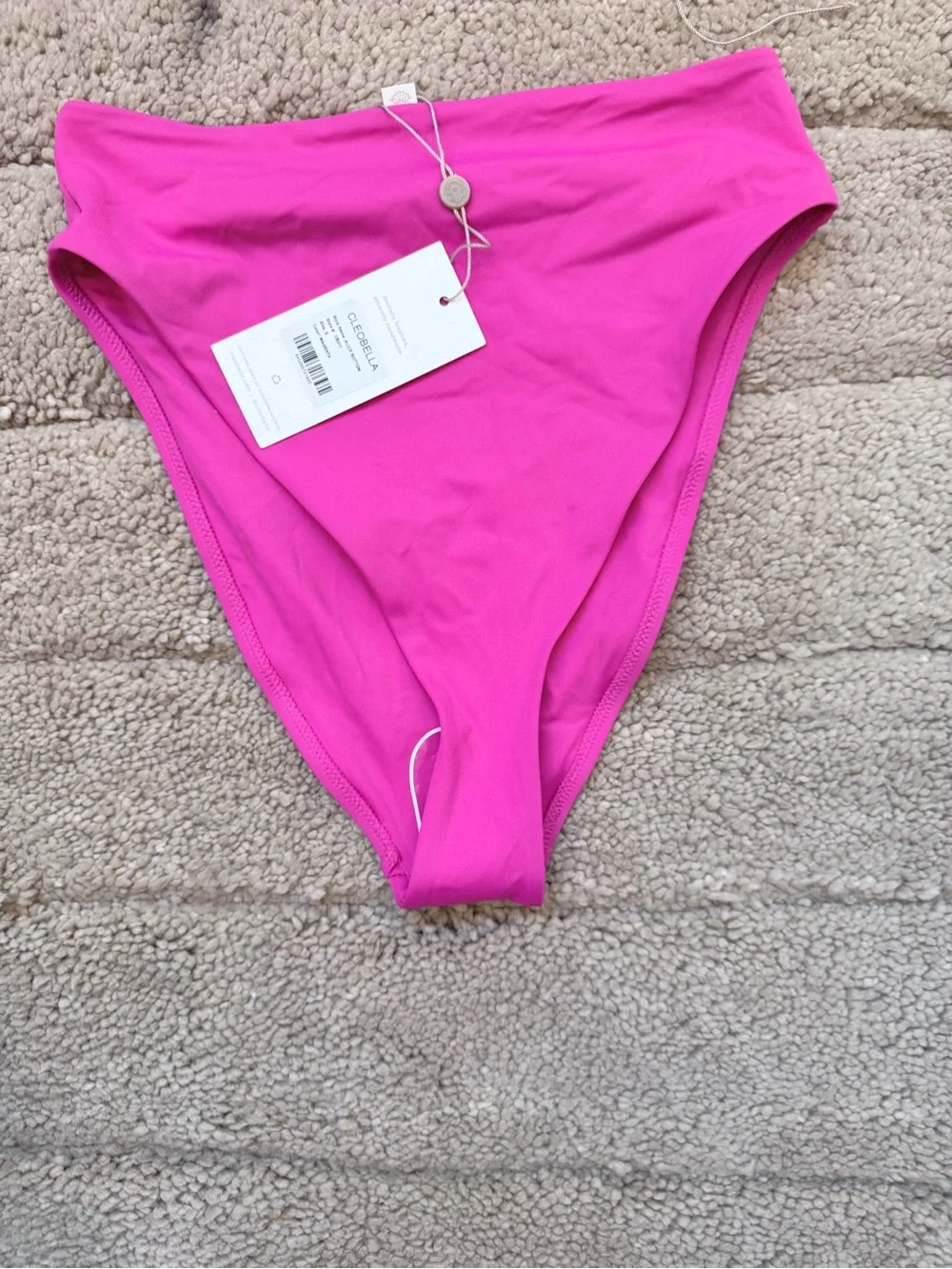 Brand New Cleobella One-Shoulder Bikini Set in Hot Pink - Picture 2 of 4